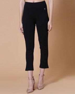 skinny fit jeggings with mid-calf length