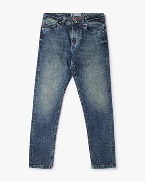 skinny fit mid-wash jeans