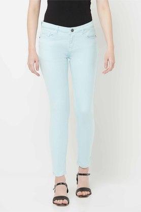 skinny ankle length cotton blend womens jeans - green