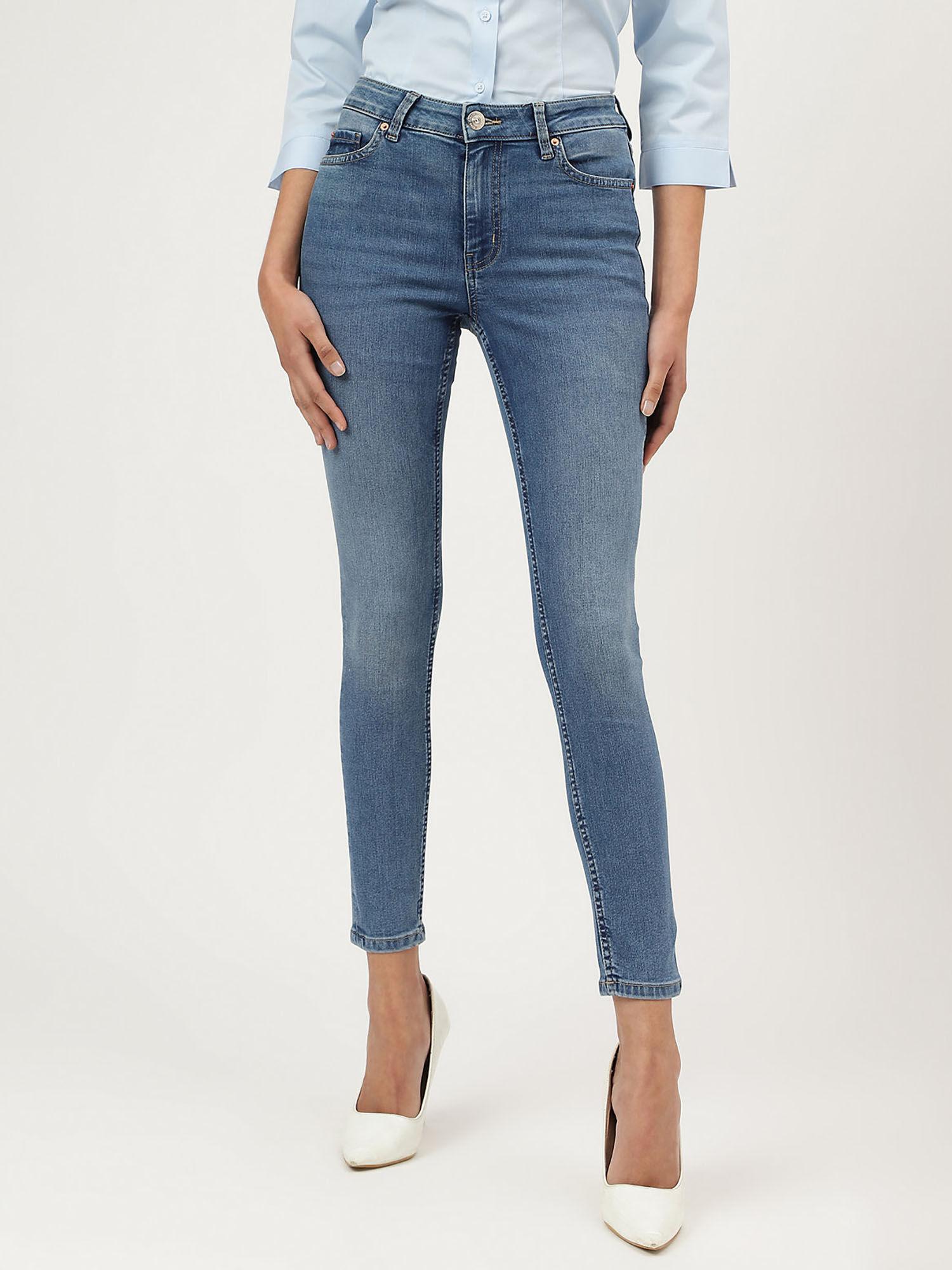 skinny fit cotton blend jeans