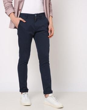 skinny fit flat-front chinos