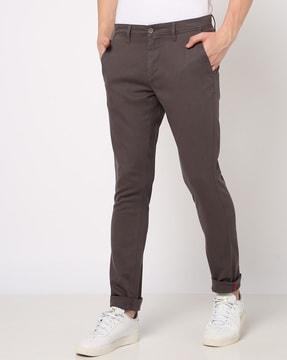 skinny fit flat-front chinos