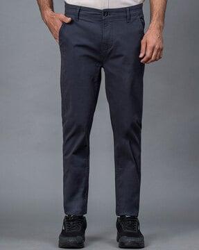 skinny fit flat-front chinos