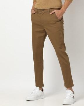 skinny fit flat-front cropped trousers