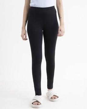 skinny fit flat-front high-rise pants