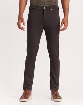 skinny fit flat-front pants