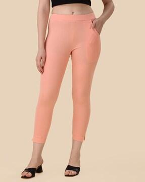 skinny fit flat-front pants