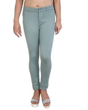 skinny fit flat-front pants