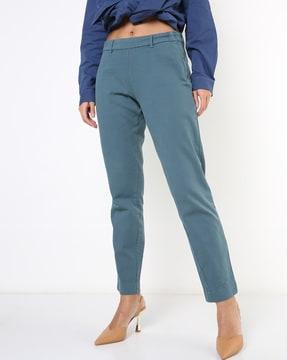 skinny fit flat-front trousers with belt loops