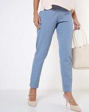 skinny fit flat-front trousers with belt loops