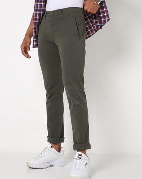 skinny fit flat-front trousers