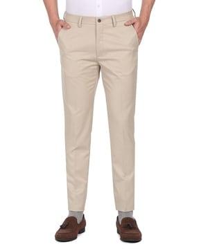 skinny fit flat-front trousers