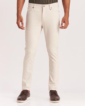 skinny fit flat-front trousers