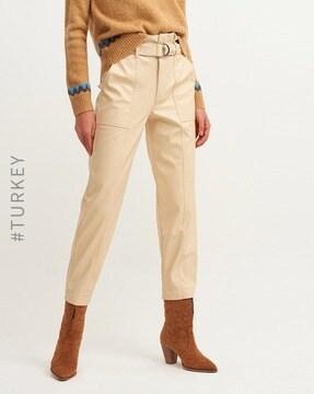 skinny fit flat-front trousers