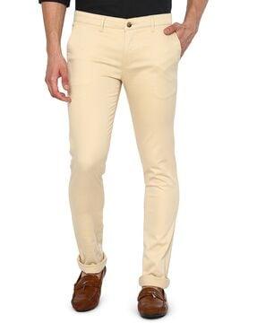 skinny fit flat-front trousers