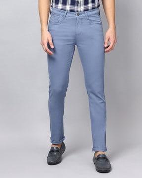 skinny fit flat-front trousers