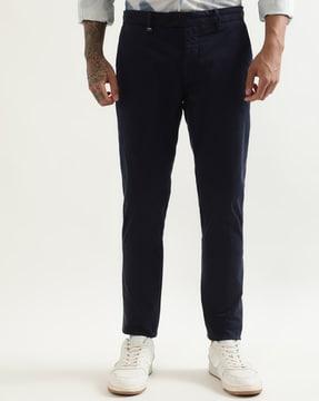 skinny fit flat front trousers