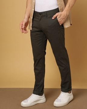 skinny fit flat-front trousers