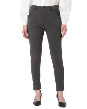 skinny fit flat-front trousers