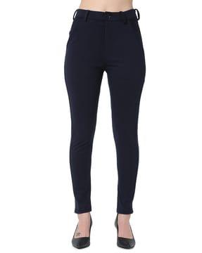 skinny fit flat-front trousers