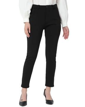 skinny fit flat-front trousers