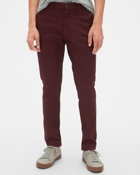 skinny fit flat-front trousers