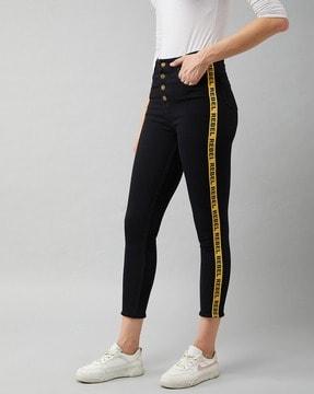 skinny fit jeans with contrast taping