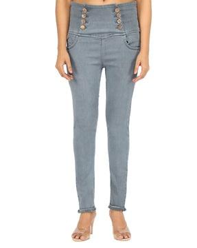 skinny fit jeans with high rise waist