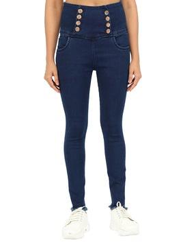 skinny fit jeans with high rise waist