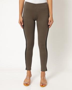 skinny fit jeggings with contrast side panels