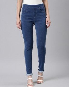 skinny fit jeggings with elasticated waist