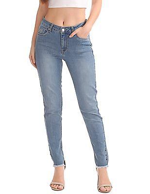 skinny fit mid rise jeans