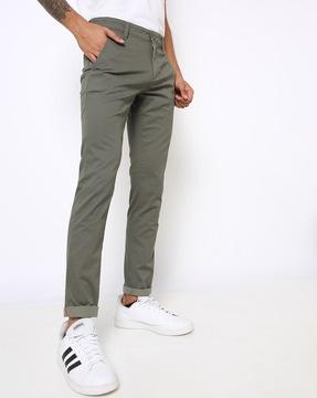 skinny fit mid-rise trousers