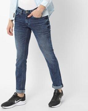 skinny fit mid-wash jeans