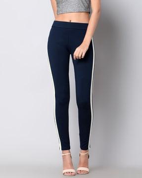 skinny fit pants with contrast side stripes