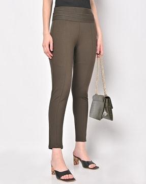 skinny fit pants with elasticated waist