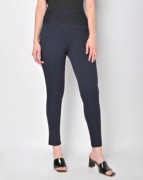 skinny fit pants with elasticated waist