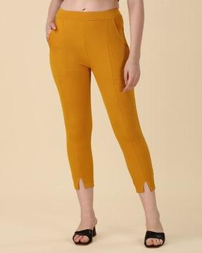 skinny fit pants with mid-rise waist