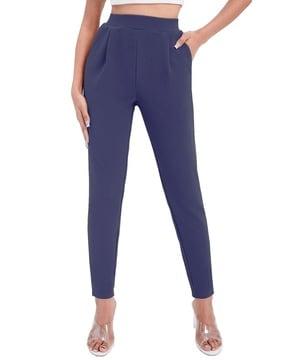 skinny fit pleat-front trousers