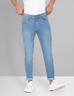 skinny fit stone wash stretch jeans