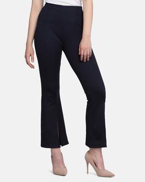 skinny fit trousers with front slits