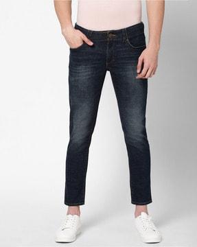 skinny fit washed jeans