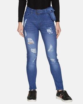 skinny jeans with side waist pouch