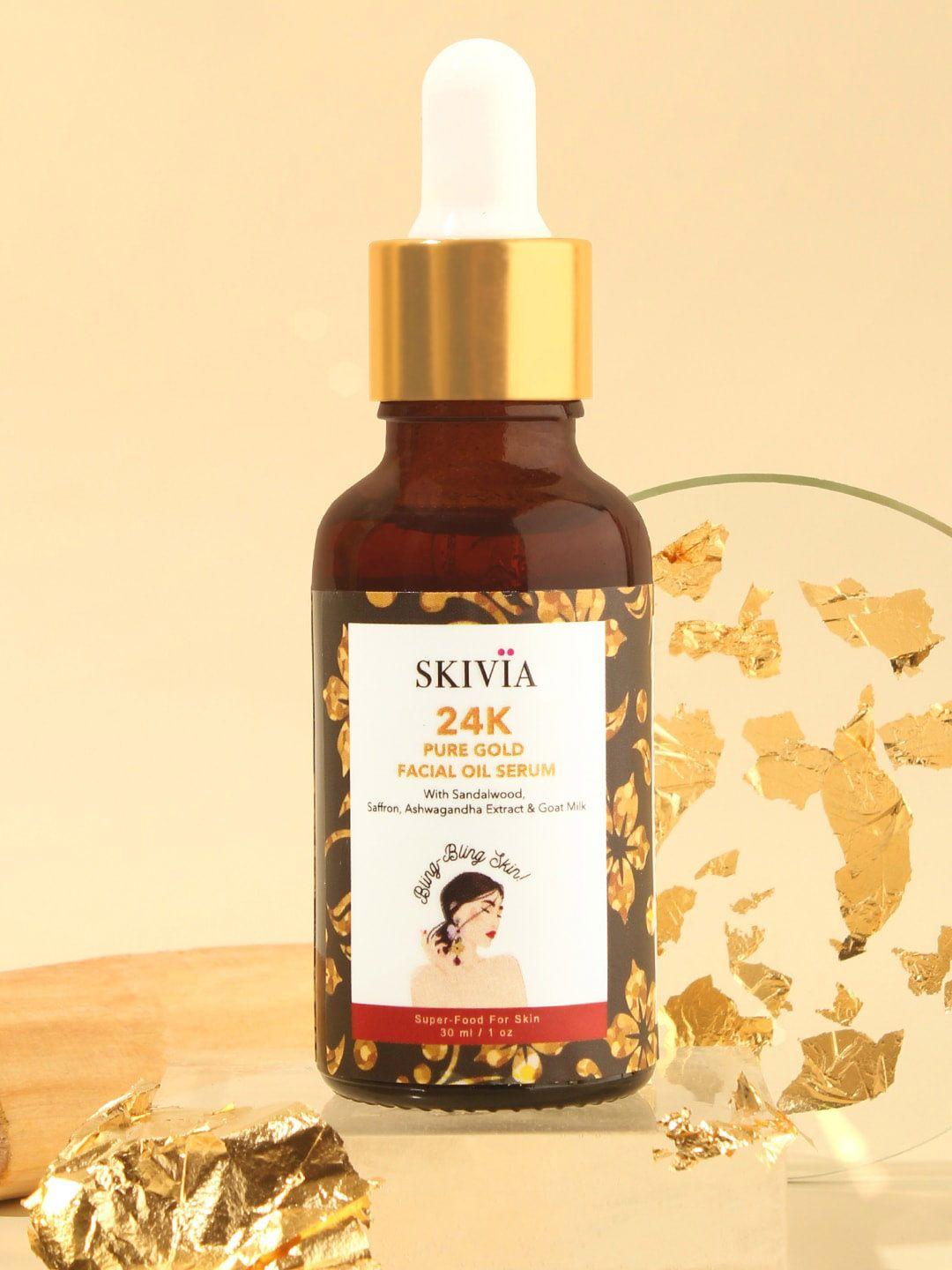 skivia 24k pure gold facial oil serum with sandalwood & saffron to revive elasticity-30 ml