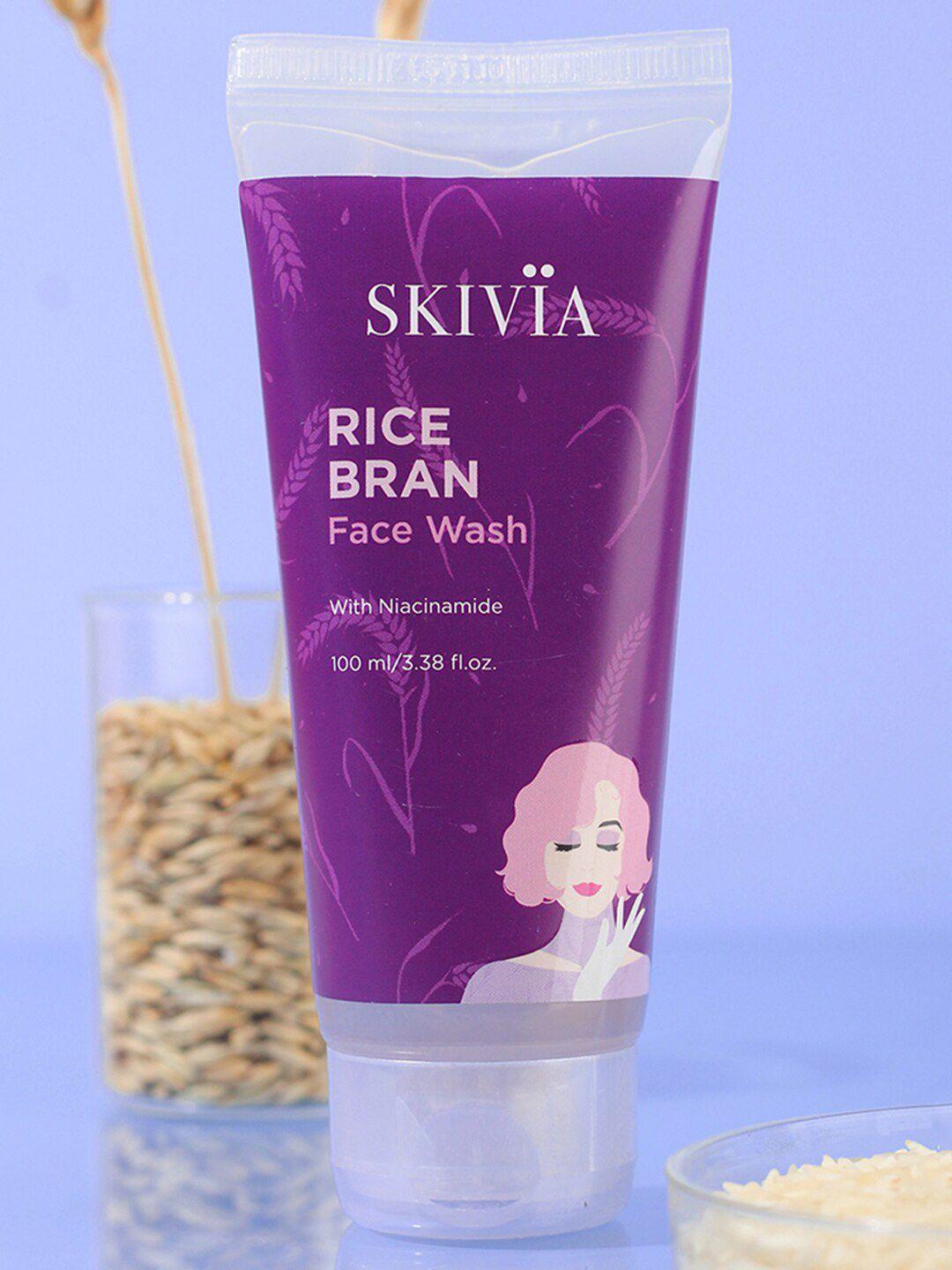 skivia rice bran mini face wash with niacinamide to clear away dirt & enhance glow - 100ml