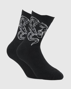 skm-cycle graphic print ankle-length socks
