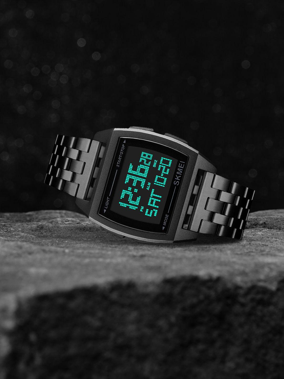 skmei men black & silver digital watch