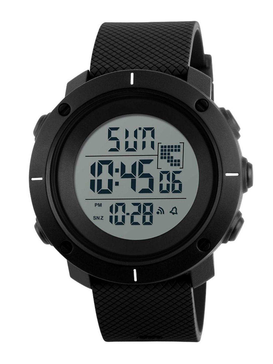 skmei men white dial & black textured straps digital multi function watch skmei 1213 black