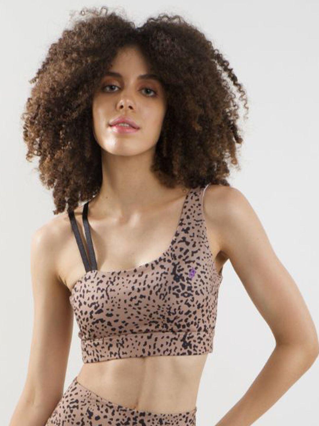 sknz animal printed non padded non wired all day comfort seamless sports bra