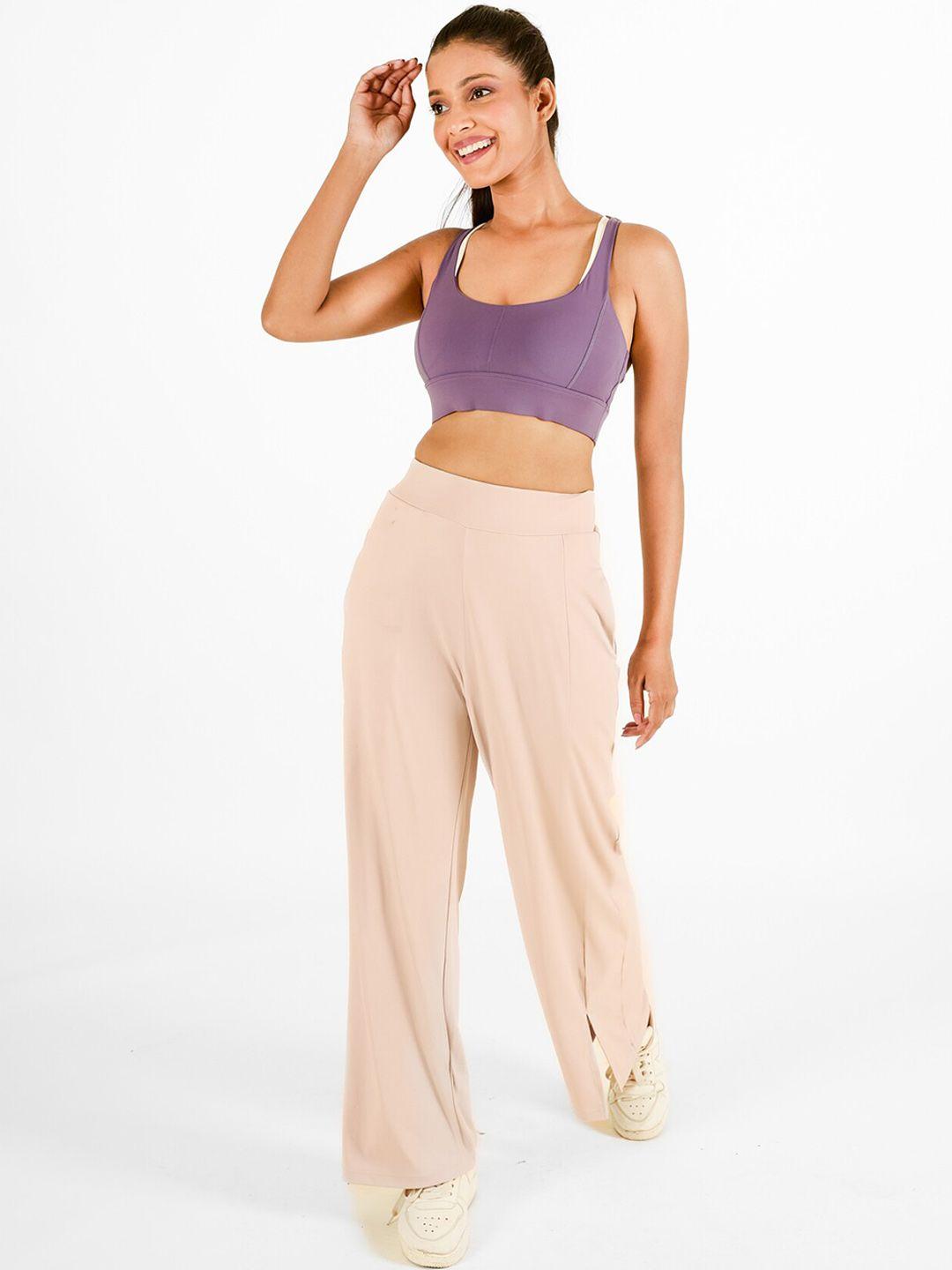 sknz women high waisted side slit track pants